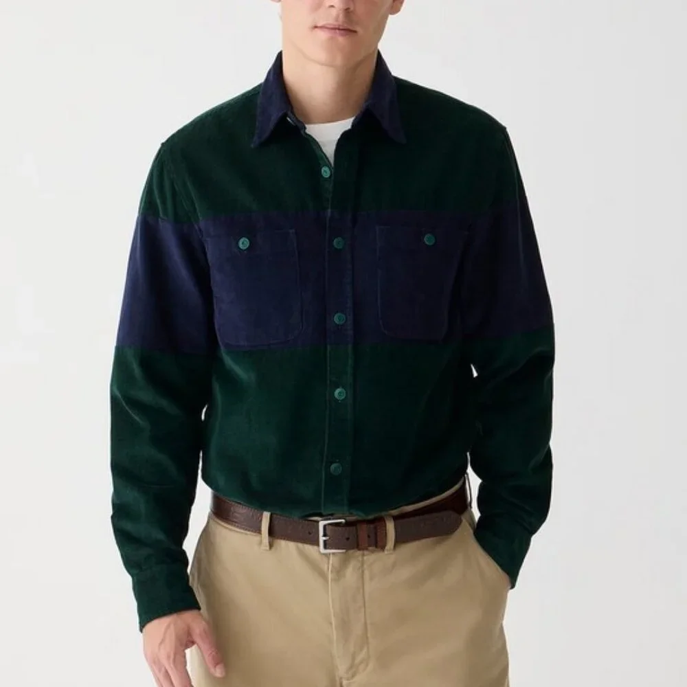 J. Crew Midweight corduroy workshirt in colorblock XL